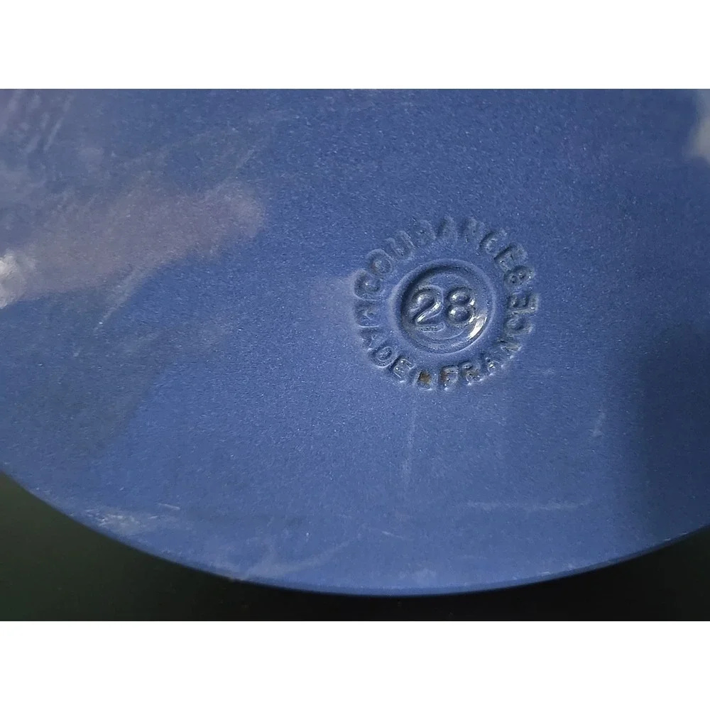 Vtg Cousance / Le Creuset France Blue Enameled Cast Iron Dutch Oven‎ #28 W/Lid